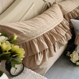 Khaki Ruffle Lace Pillowcas