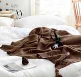 Nordic Wool Blend Knit Throw – Fringed Blanket for Sofa & Office