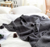 Nordic Wool Blend Knit Throw – Fringed Blanket for Sofa & Office