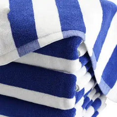 Luxury Blue & White Striped Cotton Beach Towel