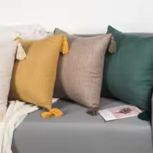 Linen Tassel Throw Pillow
