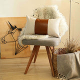 Boho Horse Embroidered Pillow Set, Faux Leather, Beige & Brown, 12x20