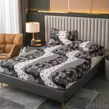 3-Piece Printed Polyester Fitted Sheet & Pillowcase Set
