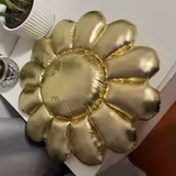 Silver Sunflower Leather Pillow