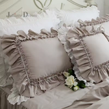 Khaki Ruffle Lace Pillowcas