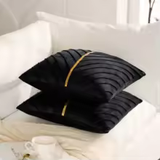 Velvet Gold Glittered Stripe Cushion Covers