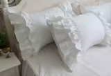 Luxury White Ruffle Pillow Cover