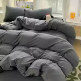 Solid Cotton Bedding Set 4pcs with Duvet Cover & Pillowcases