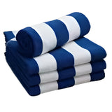 Luxury Blue & White Striped Cotton Beach Towel