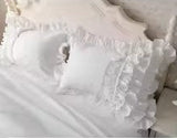 Luxury White Ruffle Pillow Cover
