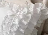 Luxury White Ruffle Pillow Cover