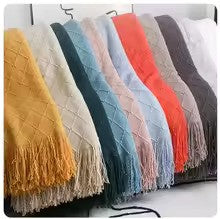 Nordic Knitted Tassel Throw Blanket