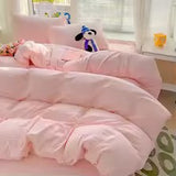 Solid Cotton Bedding Set 4pcs with Duvet Cover & Pillowcases